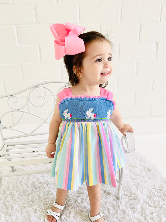 Striped Smocked Bunny Swing Set